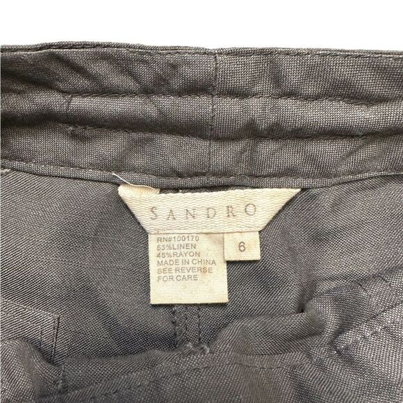 Sandro Linen Blend High Rise Cropped Pants with Rope Tie Belt Size 6 - Picture 11 of 11